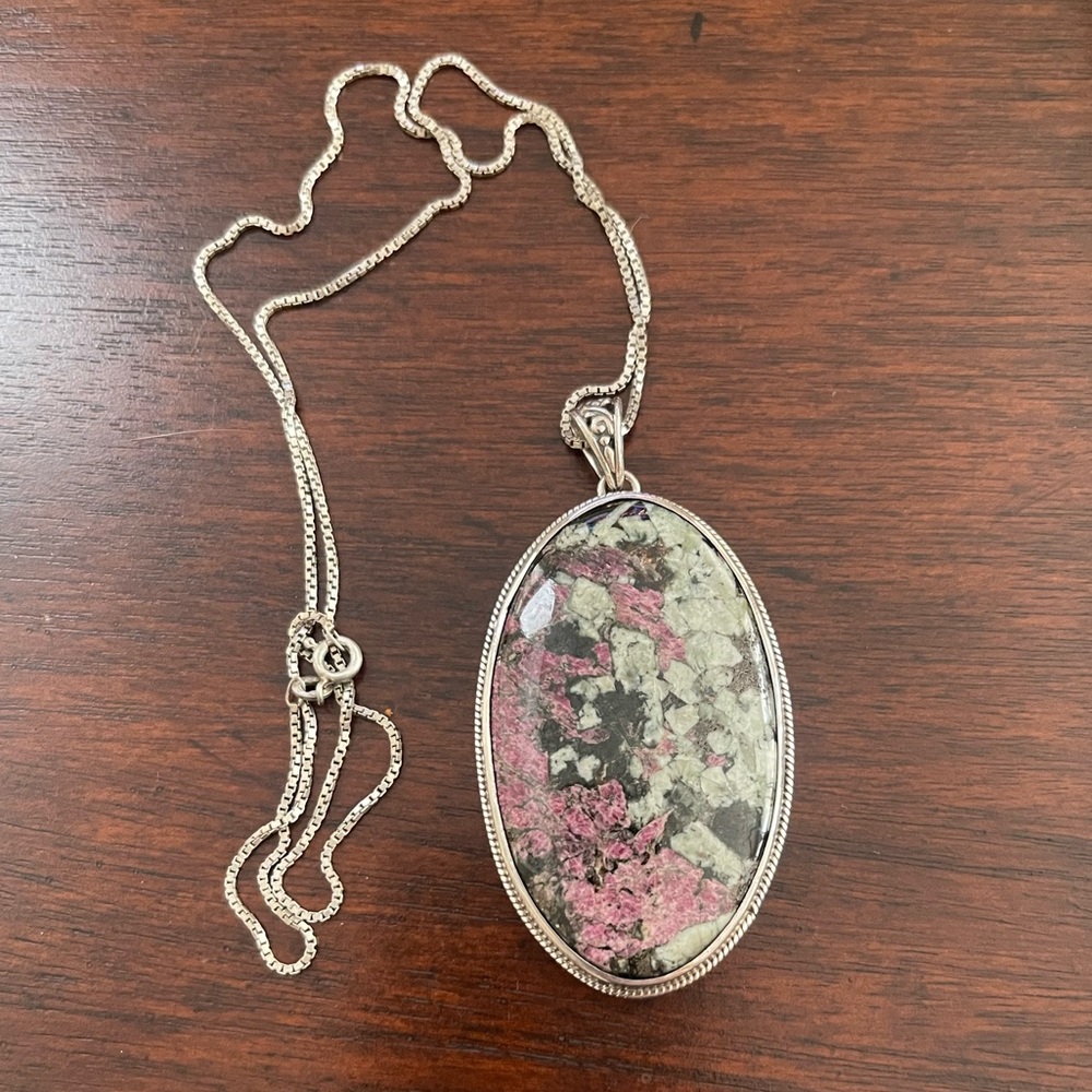 Natural Eudialyte Solid Sterling Silver Pendant A… - image 2